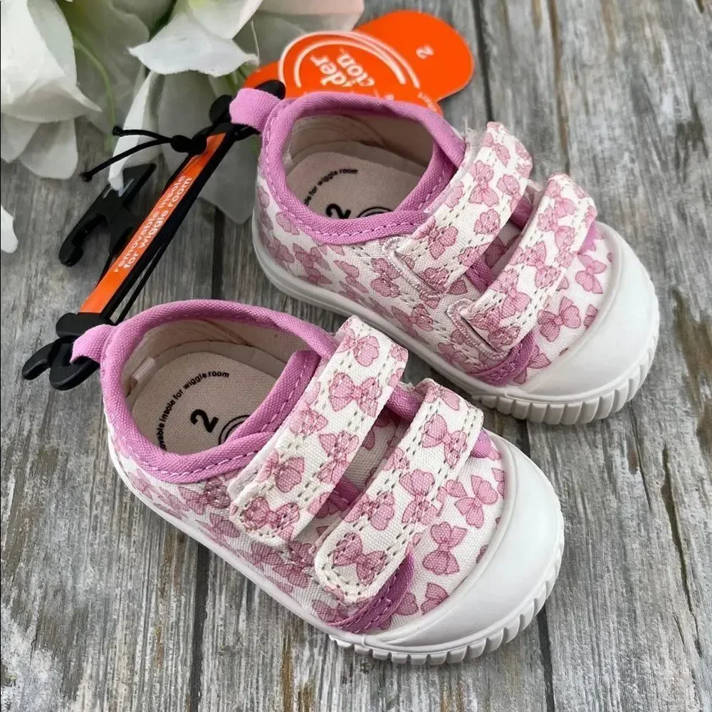 Baby Girls Two Strap Bump Toe Sneakers Shoes Size 2